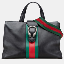 Gucci Black Large Calfskin Dionysus Web Top Handle Bag 1210914