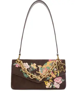 Roberto Cavalli embroidered-motif suede shoulder bag 30634109