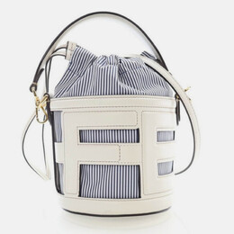 Fendi Step Out Blue/White Leather Bucket Bag 1211632