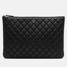 Chanel Black Large Quilted Caviar O Case Clutch 1211647