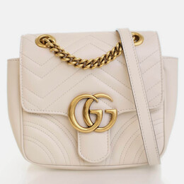 Gucci Mini White Calfskin Marmont Shoulder Bag 1211626