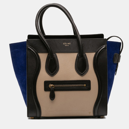 Celine Brown Micro Tricolor Leather Luggage Tote 1211785