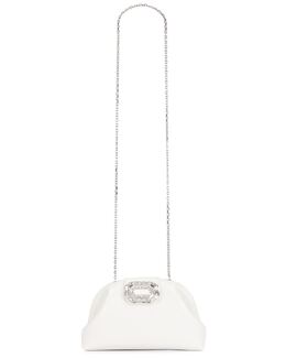 Camelia Leather Сумка In White & Silver Amina Muaddi, White & Silver amud-wy64 | white & silver