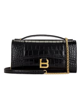 Сумка-конверт Hourglass с тиснением под крокодила Balenciaga, Black balf-wy1580 | black