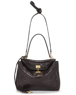 Сумка Rodeo Small Croc с тиснением под крокодила и верхней ручкой Balenciaga, Espresso balf-wy1596 | espresso