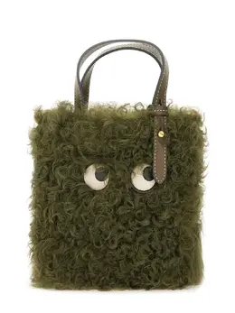 Anya Hindmarch-"N/S Mini Eyes" Shearling Tote Bag-Donna 52568276894036