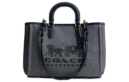 Coach Сумка-шоппер из ткани, сумка-шоппер, женская сумка-туба на одно плечо, темно-синяя cj811-b4bhp