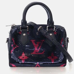 Louis Vuitton Speedy Bandouliere 18 Black Pink Blue Giant Monogram Sequin Crossbody Bag 1207803