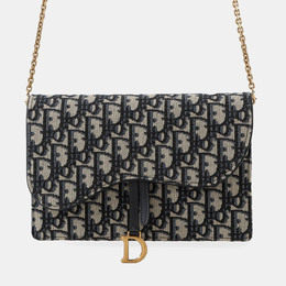 Christian Dior Saddle Navy Canvas Chain Pouch Bag 1209233