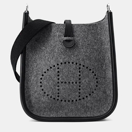 Hermes Evelyne TPM Black Grimoire Felt Swift Leather Shoulder Bag 1209197