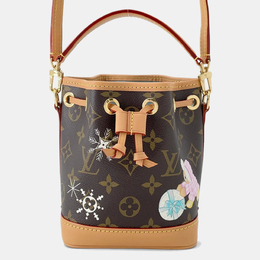 Louis Vuitton Nano Noe Azur Brown Monogram Canvas Shoulder Bag 1209187