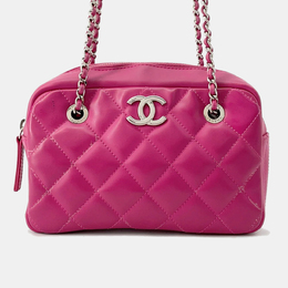 Chanel Cocorain Pink Rubberised Calfskin Chain Shoulder Bag 1209185
