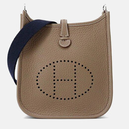 Hermes Evelyne Long TPM Etoupe/Blue Indigo Taurillon Clemence Bag 1212126