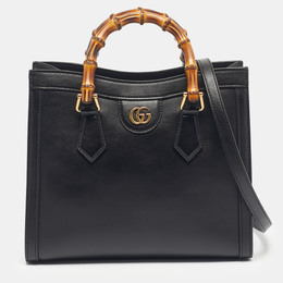 Gucci Black Leather Small Bamboo Diana Tote 1211889