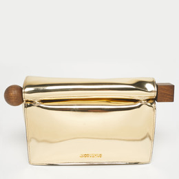 Jacquemus Gold Patent Leather La Pochette Rond Carré Clutch 1211886