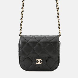 Chanel Matelasse Flap Chain shoulder Bag Black Lambskin Size Mini 1212073