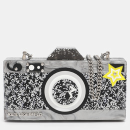 Karl Lagerfeld Grey Acrylic Seventees Camera Clutch 1211913