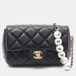 Chanel Matelasse Small Flap Shoulder Bag Lamb Leather Black 1212242
