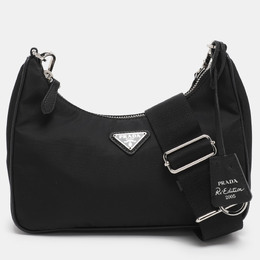 Prada Black Nylon and Saffiano Leather Re-Edition 2005 Baguette Bag 1211881