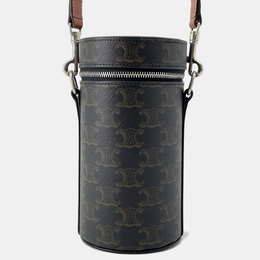Celine Triomphe Cylindrical Shoulder Bag Black/Brown Pvc Leather 1212059