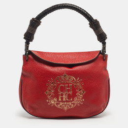 Carolina Herrera Red/Brown Leather Braided Handle Hobo 1211888