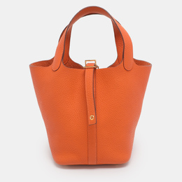 Hermes Apricot Taurillon Clemence Leather Picotin Lock 18 Bag 1211314