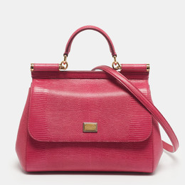 Dolce & Gabbana Fuchsia Lizard Embossed Leather Medium Miss Sicily Top Handle Bag 1211311