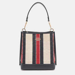 Coach Multicolor Stripe Canvas and Leather Mollie Bucket Bag 1211185