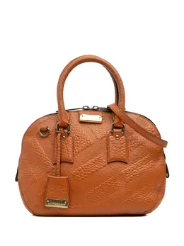 Burberry 2000-2017 Small Heritage Grain Check Embossed Orchard Bowling Bag satchel 32036677