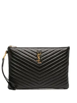 Saint Laurent 2019 Leather Chevron Monogram Document Holder clutch bag 32037407