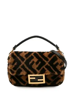 Fendi 2000-2010 Mini Zucca Shearling Chain Baguette satchel 32041509