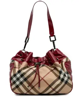 Burberry 2000-2017 Patent Trimmed Supernova Check Coated Canvas shoulder bag 32056237