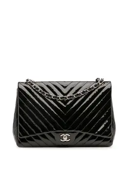 Chanel 2009-2010 Maxi Classic Chevron Patent Single Flap shoulder bag 32042468