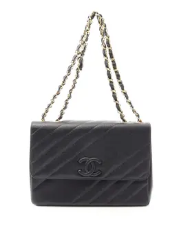 Chanel 1994-1996 Jumbo CC Diagonal Quilted Caviar Flap shoulder bag 32051510