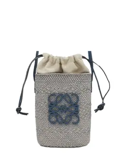 Loewe 2023 Anagram Iraka Palm Square Pocket bucket bag 32042657