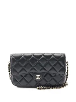 Chanel 2021-2025 CC Quilted Lambskin Flap Phone Holder Wallet on Chain crossbody bag 32056299