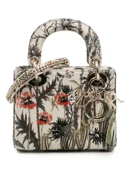 Christian Dior 2020 Mini Calfskin Beaded Embroidered Jardin Naturel Lady Dior satchel 32041021
