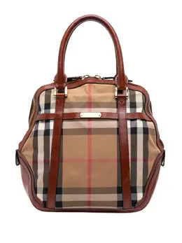 Burberry 2000-2017 Small Leather Trimmed House Check Canvas Bridle Orchard satchel 32058950