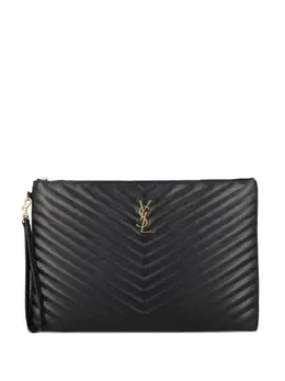 Saint Laurent matelassé logo clutch bag 32015885