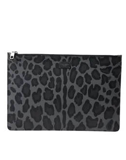 Dolce & Gabbana Multicolor Leopard Jacquard Logo Plaque Document Briefcase Bag bag1377