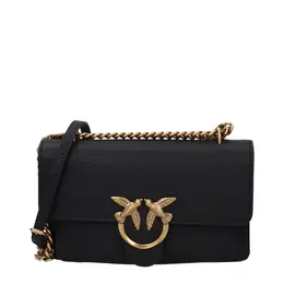 Pinko Black Leather Crossbody Bags pi15228451127561bt