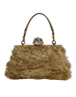 Dolce & Gabbana Gold Vanda Chain Strap Tinsel Crystal Evening Clutch Bag bag4383