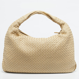 Bottega Veneta Cream Intrecciato Leather Large Veneta Hobo 1210260