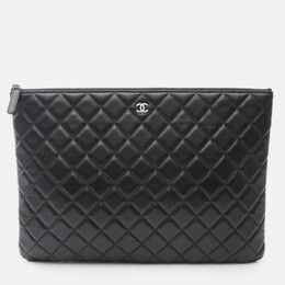 Chanel Black Large Quilted Lambskin O Case Clutch 1212621