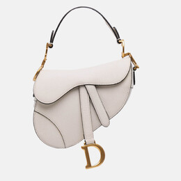 Christian Dior White Mini Grained Calfskin Saddle Bag 1212617