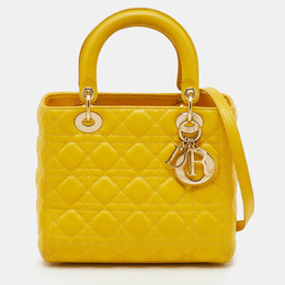 Christian Dior Yellow Cannage Leather Medium Lady Christian Dior Tote 1212421
