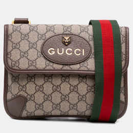 Gucci Beige Small GG Supreme Web Neo Vintage Double Flap Messenger Bag 1212011