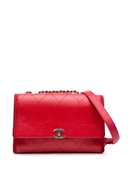 Chanel 2018 CC Quilted Crumpled Calfskin and Grosgrain Flap crossbody bag 32060138