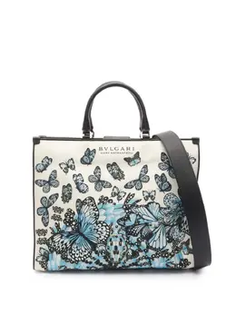 Bvlgari 2010-2025 Mary Katrantzou Canvas Butterfly and Snake Print Tote satchel 32065641