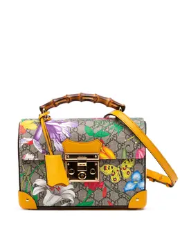 Gucci 2016-2025 Small GG Supreme Flora Bamboo Padlock satchel 32058966
